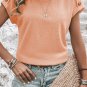 Apricot Pink Button Detail Batwing Sleeve Casual Tee