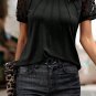 Black Seamed Detail Contrast Lace Raglan Sleeve Tee