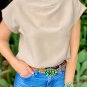 Oatmeal Plain Crew Neck Loose Fit Casual Top