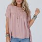 Light Pink Ruffled Trim Loose Babydoll Tee