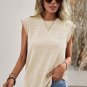 Beige Solid Textured Batwing Sleeve Crew Neck T Shirt