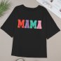 Black MAMA Chenille Patched Crew Neck T Shirt