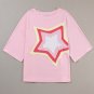 Light Pink Colorblock Star Patched Half Sleeve Oversized Tee