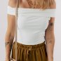 White Folded Off Shoulder Slim Top