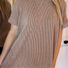 Smoke Gray Corded Textured Crew Neck T Shirt