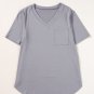 Medium Grey V Neck Pocketed Rounded Hem Tee