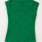 Dark Green Wavy Textured Mock Neck Cap Sleeve Top
