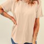 Khaki Casual Plain Crew Neck Tee