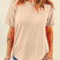 Khaki Casual Plain Crew Neck Tee