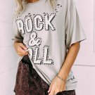 Gray Rock and Roll Graphic Distressed Vintage Tee