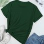 Green Casual Plain Crew Neck Tee
