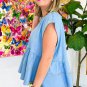 Beau Blue Trendy Stitching Detail Denim Peplum Top