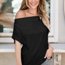 Black Cowl Neck Bat Sleeve T Shirt
