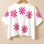 White Daisy Flower Printed Casual T Shirt