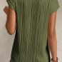 Jungle Green Wavy Texture Cap Sleeve Top