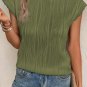 Jungle Green Wavy Texture Cap Sleeve Top
