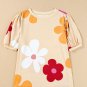 Apricot Flower Print Bubble Sleeve Tee
