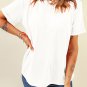 White Casual Plain Crew Neck Tee