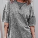 Philippine Gray Mineral Wash Exposed Seam Drop Shoulder Oversized Tee