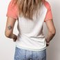 White Colorblock Textured Raglan Sleeve Henley T shirt
