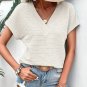 Pale Khaki Textured Wide Sleeve V Neck T Shirt