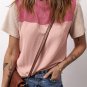 Pink Rib Textured Colorblock T Shirt
