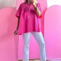 Bright Pink Patched Pocket Exposed Seam Oversize T Shirt