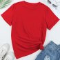 Red Casual Plain Crew Neck Tee