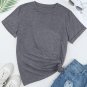 Gray Casual Plain Crew Neck Tee