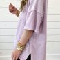 Orchid Petal Mineral Wash Exposed Seam Drop Shoulder Oversized Tee
