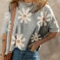 Gray Daisy Flower Printed Casual T Shirt