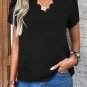 Black Scalloped V Neckline Petal Sleeve Top