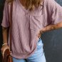 Valerian Corded V Neck Chest Pocket Loose T Shirt