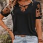 Black Flora Lace Patchwork Crew Neck T Shirt