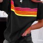 Black Striped Patch Front Casual Tee