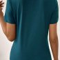 Blue Sapphire Solid Color Toothpick Stripe Round Neck T Shirt