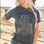 High-Rise Western Cowboy Boots Graphic Tee