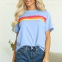 Beau Blue Striped Patch Front Casual Tee