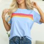 Beau Blue Striped Patch Front Casual Tee