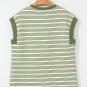 Green Stripe Contrast Edge Short Batwing Sleeve T Shirt