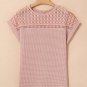 Light Pink Lace Patchwork Waffle Short Sleeve Top
