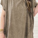 Sage Green Vintage Washed Short Dolman Sleeve Oversized T Shirt