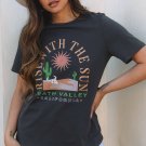 Dark Grey RISE WITH THE SUN Western Fashion Graphic Tee
