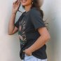 Dark Grey RISE WITH THE SUN Western Fashion Graphic Tee