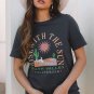 Dark Grey RISE WITH THE SUN Western Fashion Graphic Tee