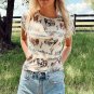 Beige Western Fashion Mustang River Printed Mesh T Shirt