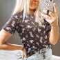 Black Western Pattern Mesh Sheer Crew Neck T Shirt