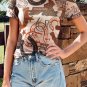 Brown Western Horseshoe Printed Mesh T Shirt