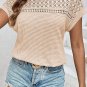 Oatmeal Lace Patchwork Waffle Short Sleeve Top