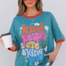 Dusk Blue Kind People are My Kind People Graphic Oversized Tee